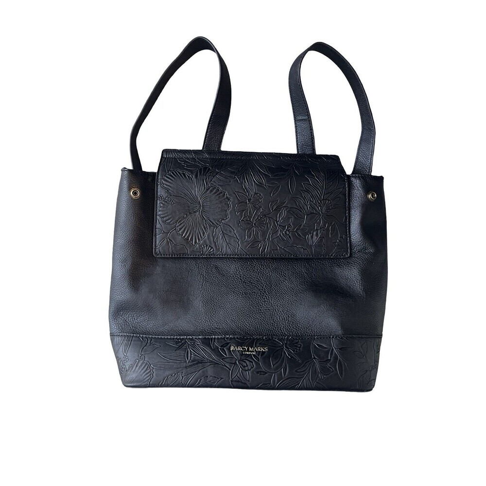 Darcy Marks London Floral Embossed Black Backpack Purse